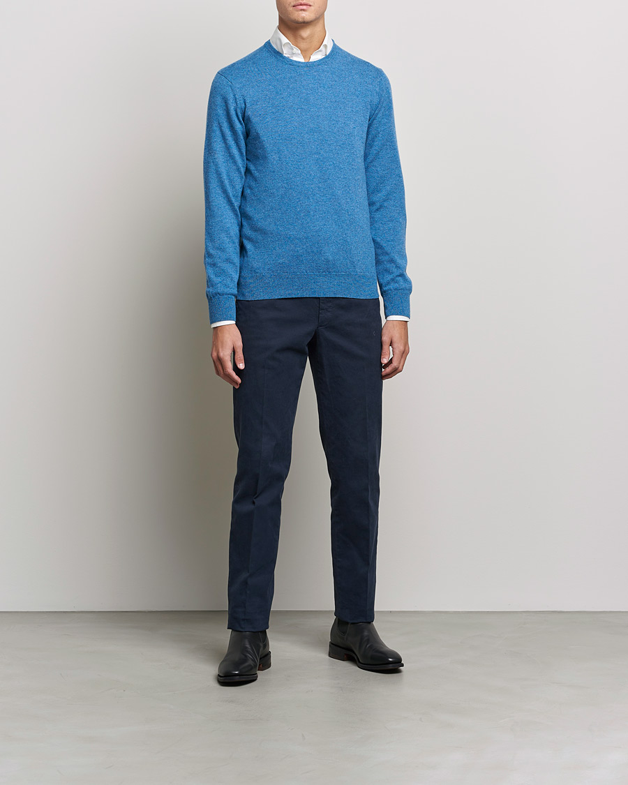 Men | Sweaters & Knitwear | Piacenza Cashmere | Cashmere Crew Neck Sweater Light Blue