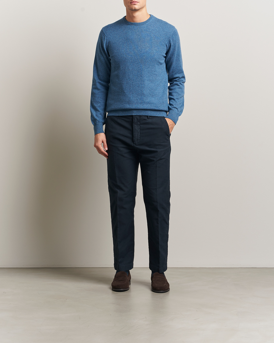 Men | Sweaters & Knitwear | Piacenza Cashmere | Cashmere Crew Neck Sweater Light Blue