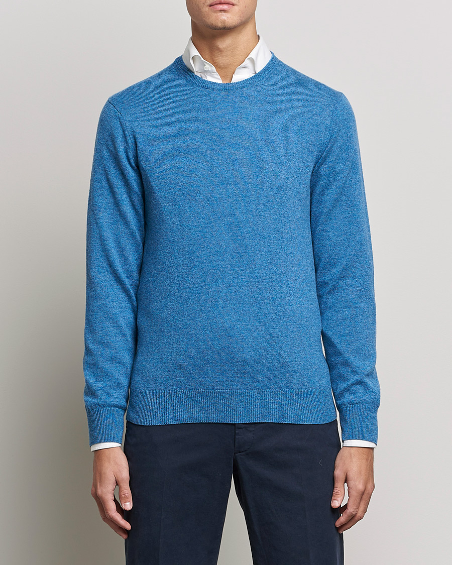 Men | Sweaters & Knitwear | Piacenza Cashmere | Cashmere Crew Neck Sweater Light Blue