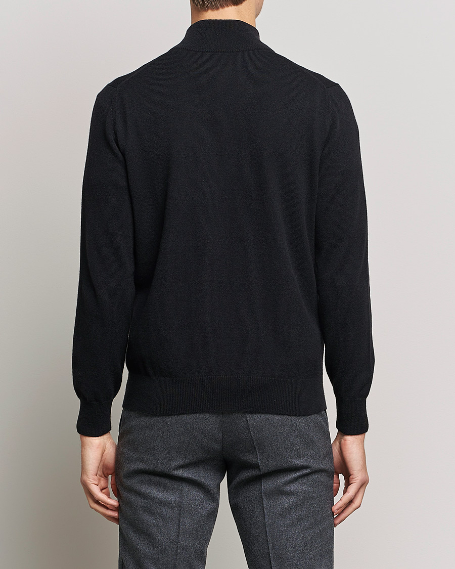 Men | Sweaters & Knitwear | Piacenza Cashmere | Cashmere Half Zip Sweater Black