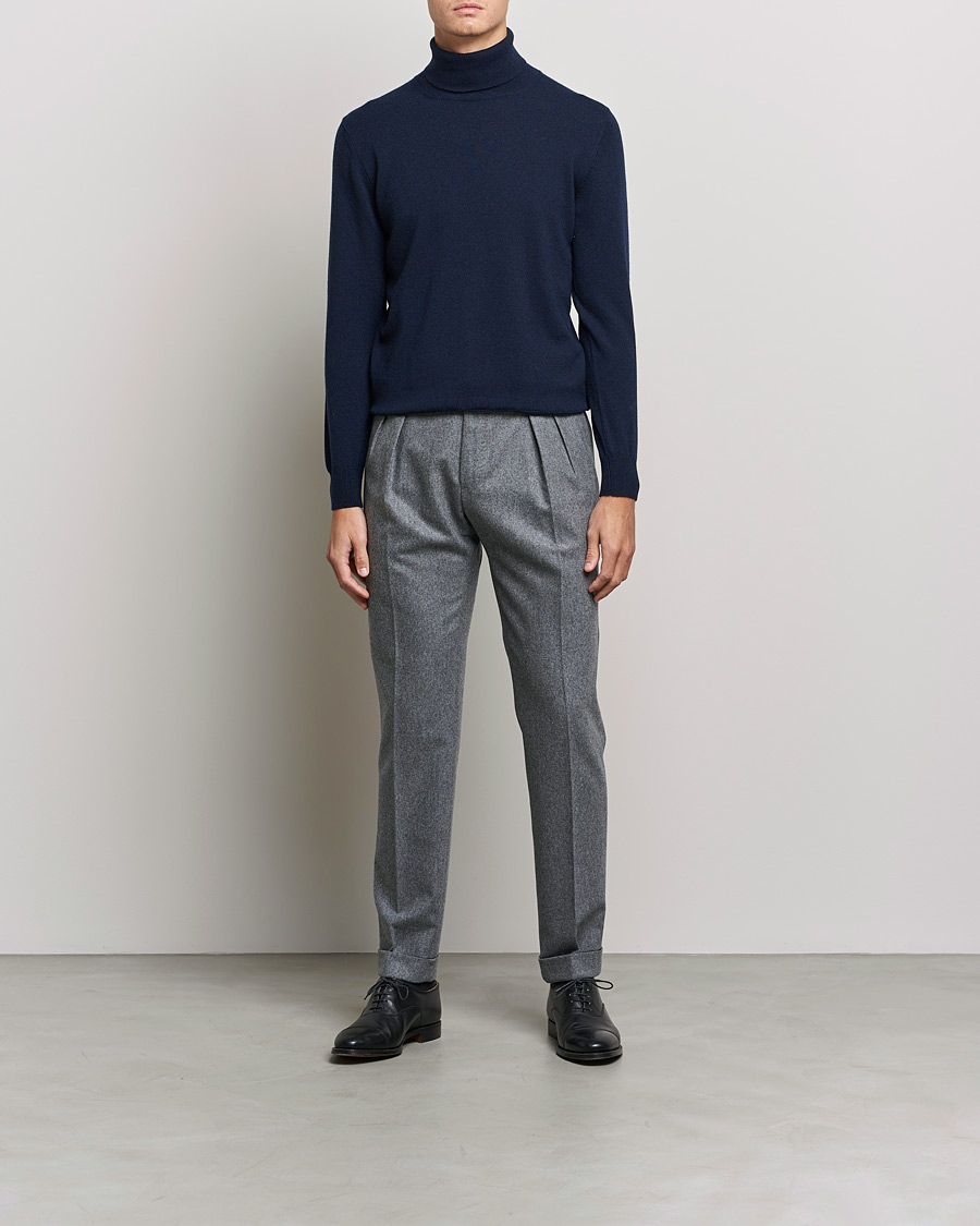 Men | Sweaters & Knitwear | Piacenza Cashmere | Cashmere Rollneck Sweater Navy