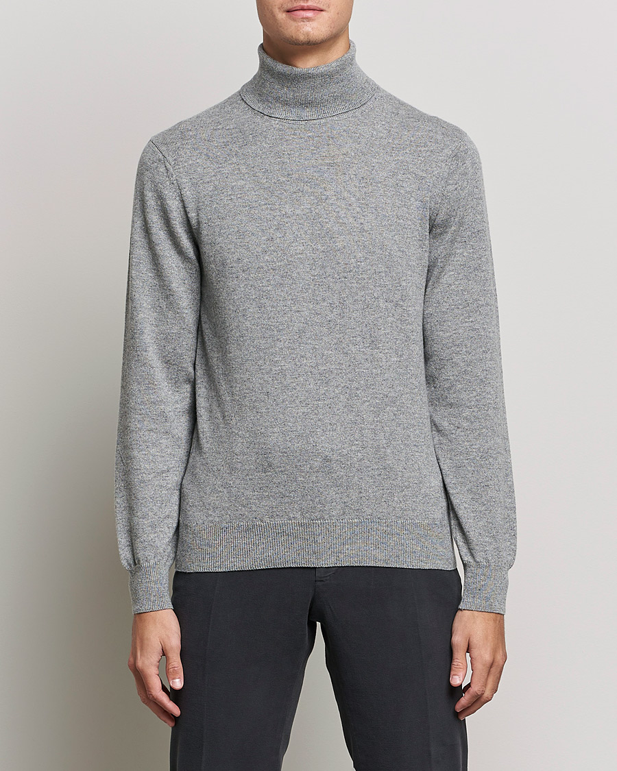 Men | Sweaters & Knitwear | Piacenza Cashmere | Cashmere Rollneck Sweater Light Grey