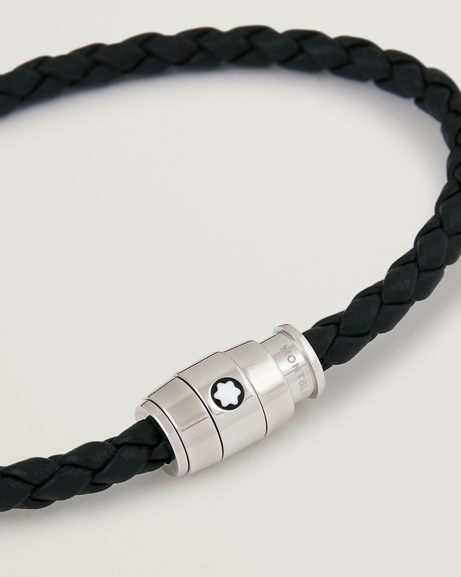 Men | Jewellery | Montblanc | Bracelet Steel 3 Rings Leather Black