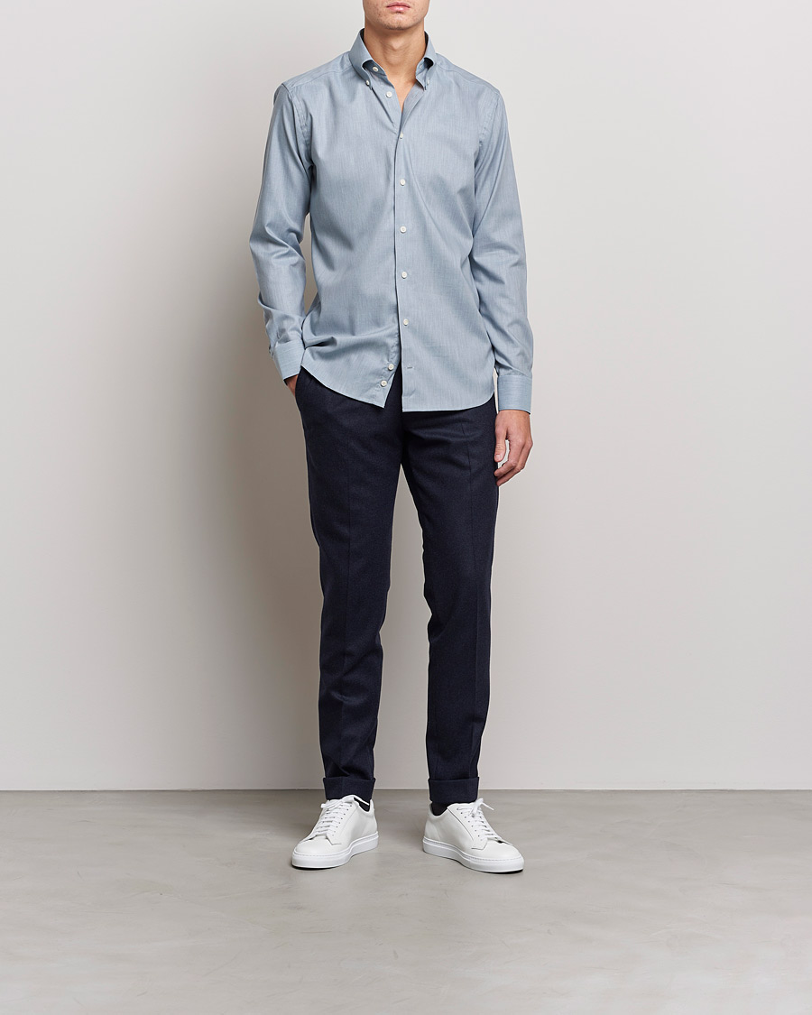 Men | Shirts | Eton | Wrinkle Free Button Down Oxford Shirt Light Blue