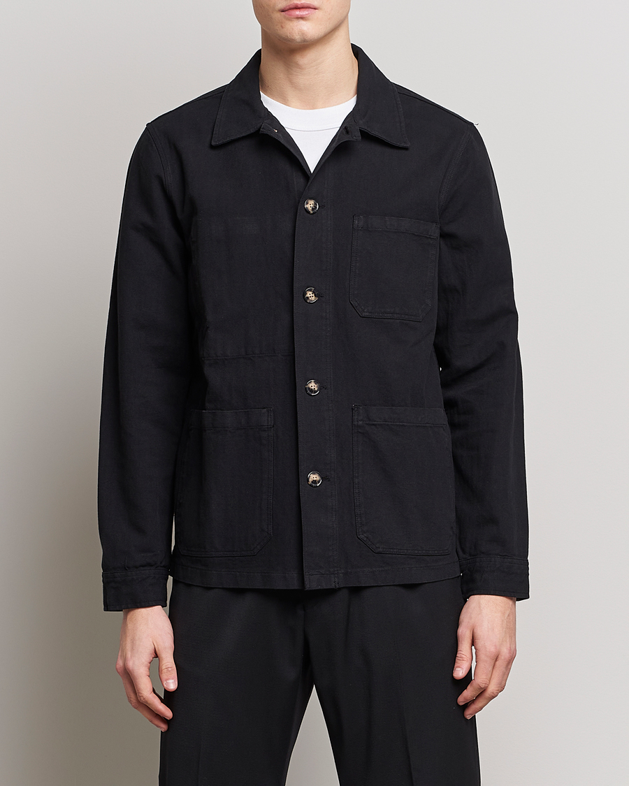 Men | Shirts | A Day's March | Original Herringbone Overshirt Black