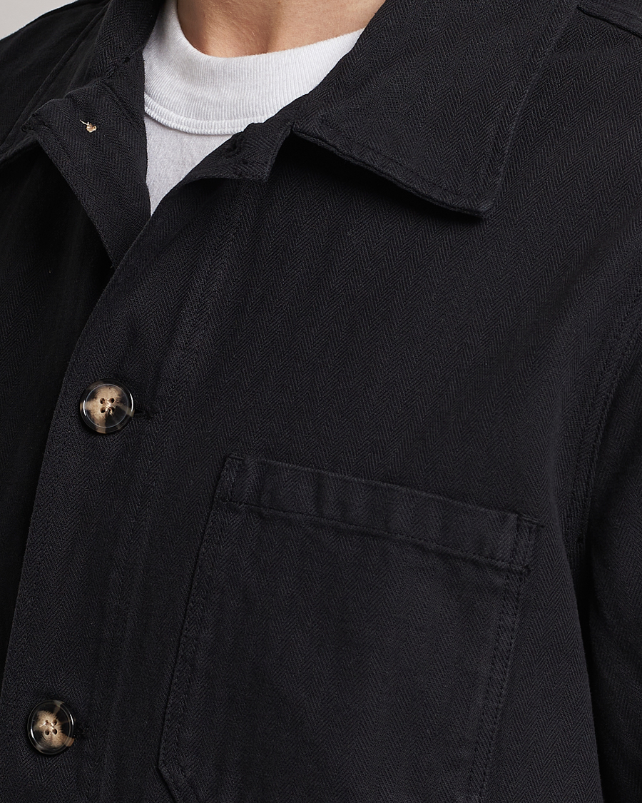 Men | Shirts | A Day's March | Original Herringbone Overshirt Black