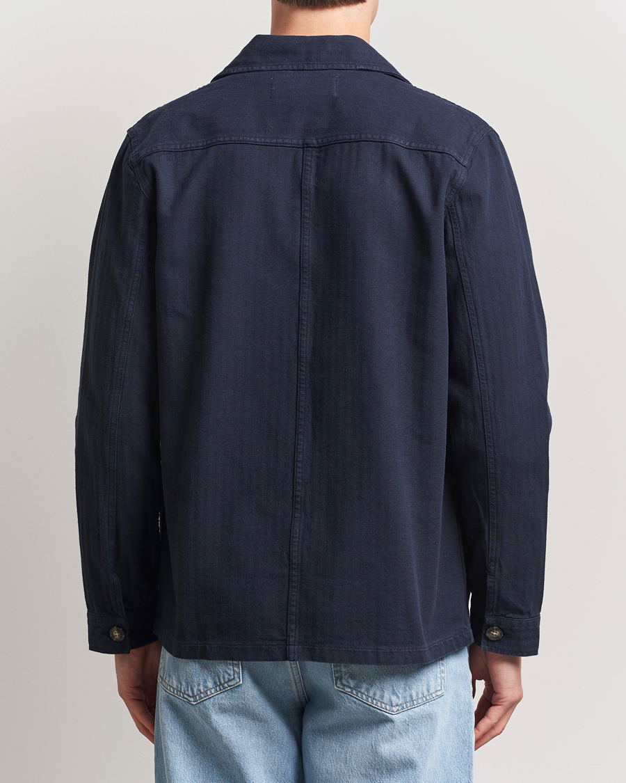 Men | Coats & Jackets | A Day's March | Herringbone Overshirt Navy