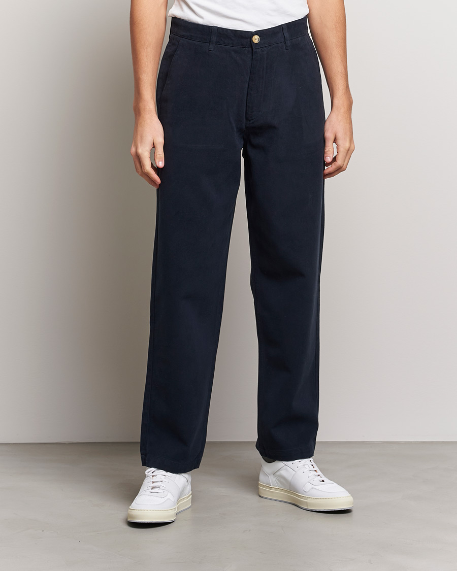 Men | Trousers | A Day's March | Redwood Cotton/Tencel Trousers Navy