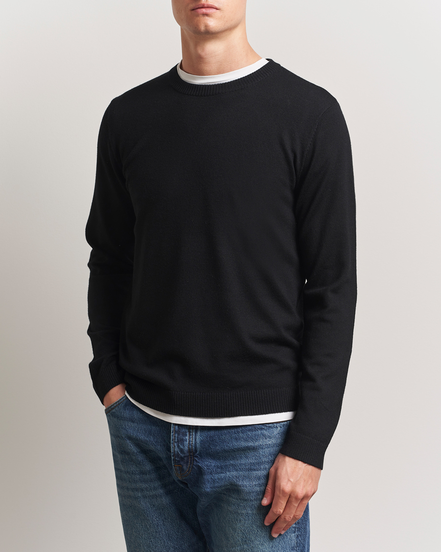 Men | Sweaters & Knitwear | A Day's March | Alagón Merino Crew Black