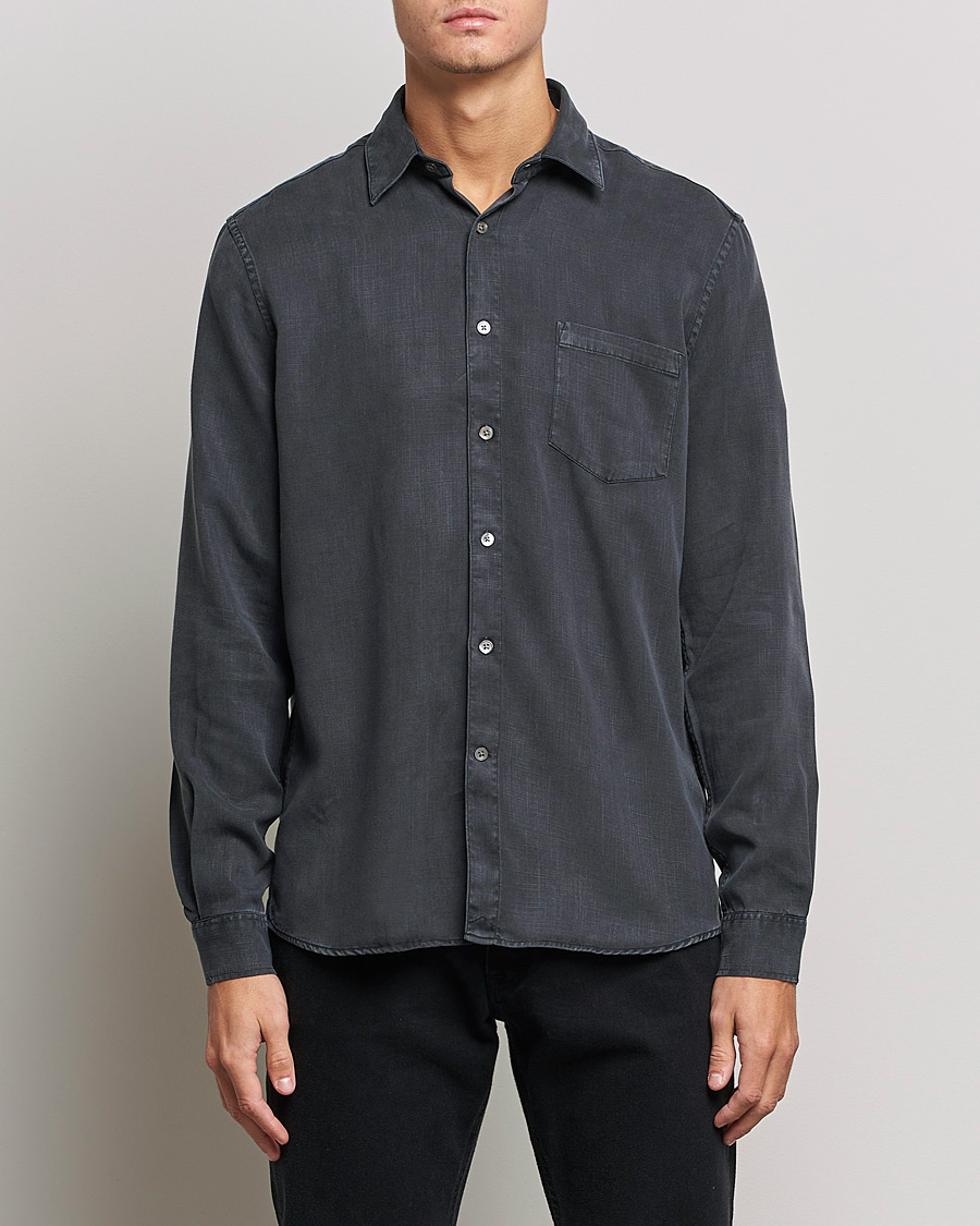 Men | Shirts | A Day's March | Daintree Tencel Shirt Off Black