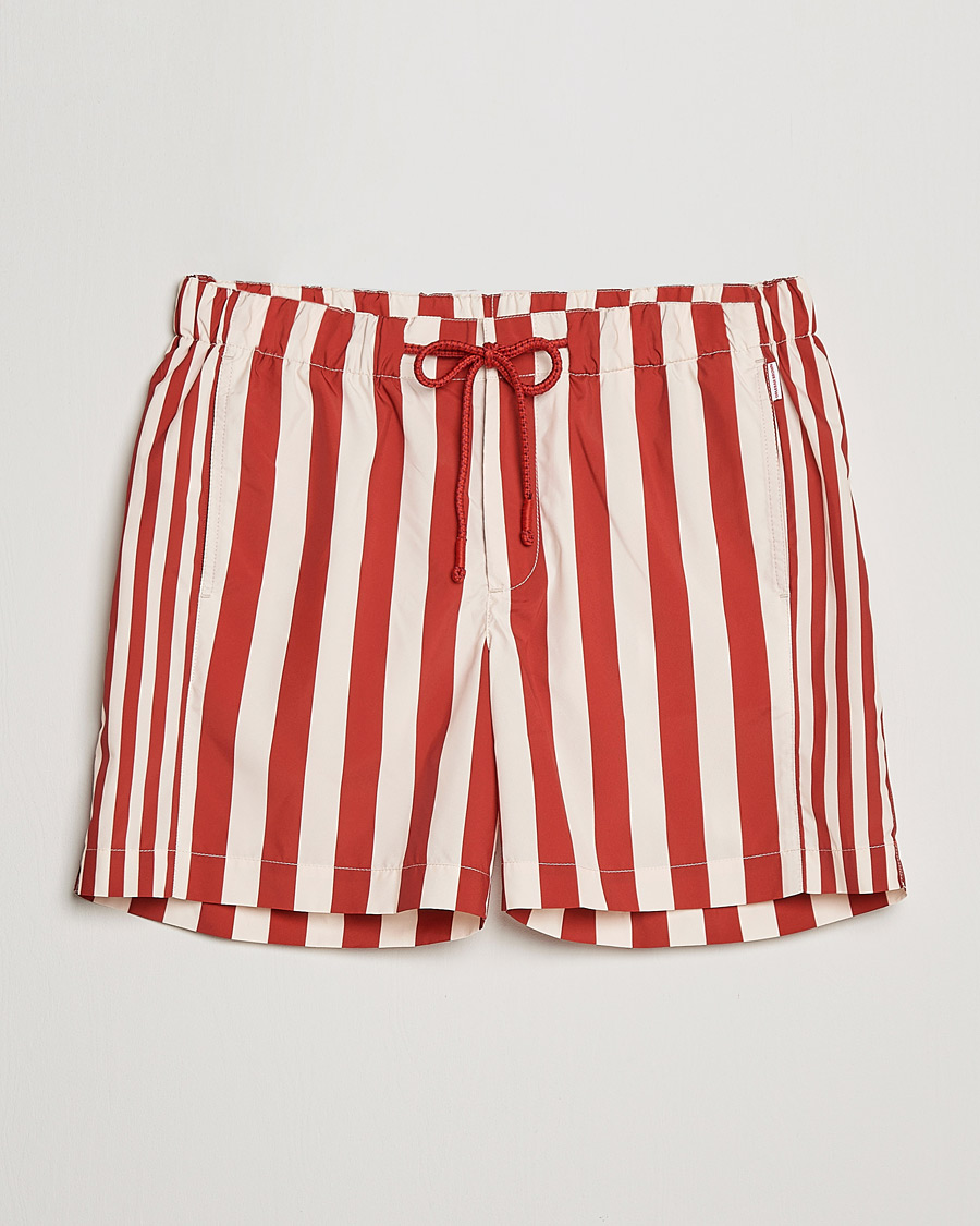 Men | Swimwear | Orlebar Brown | Bulldog Drawcord Mix Stripe Swim Shorts Vermillion