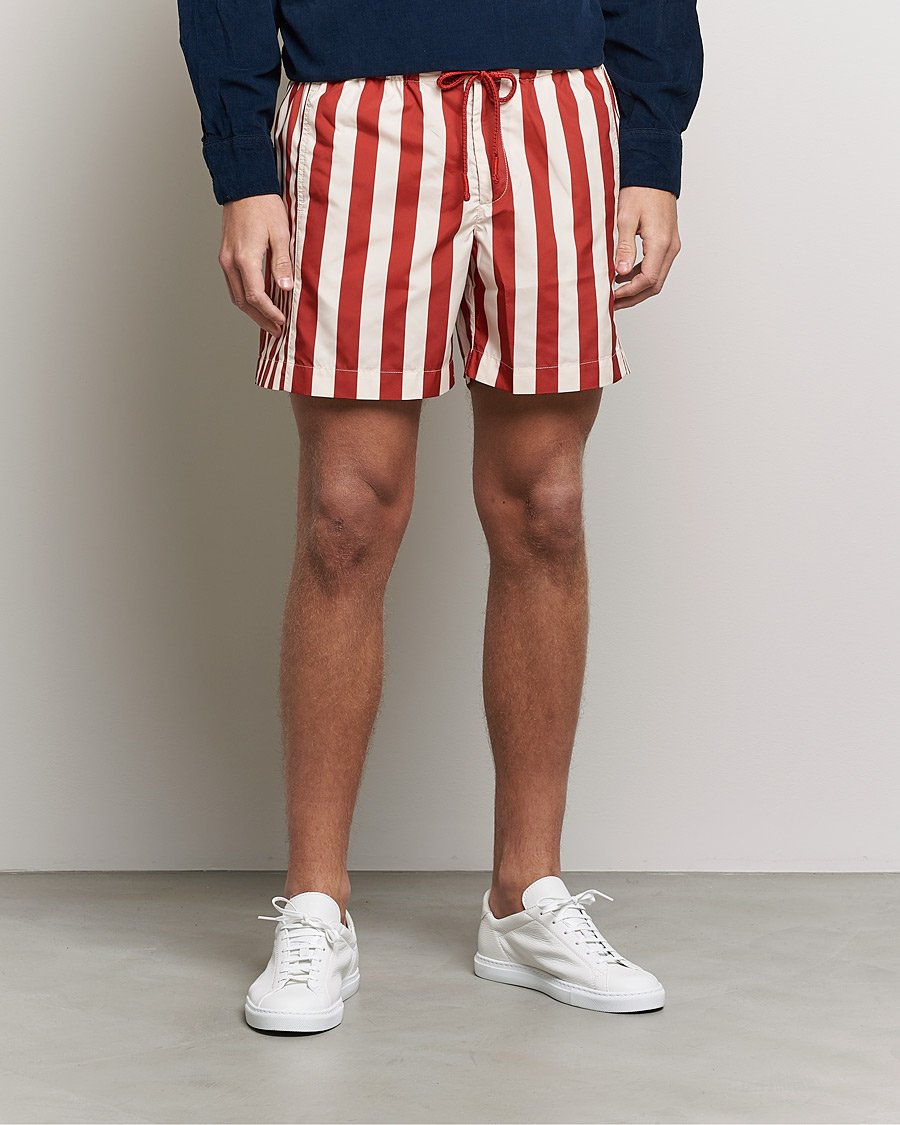 Men | Swimwear | Orlebar Brown | Bulldog Drawcord Mix Stripe Swim Shorts Vermillion