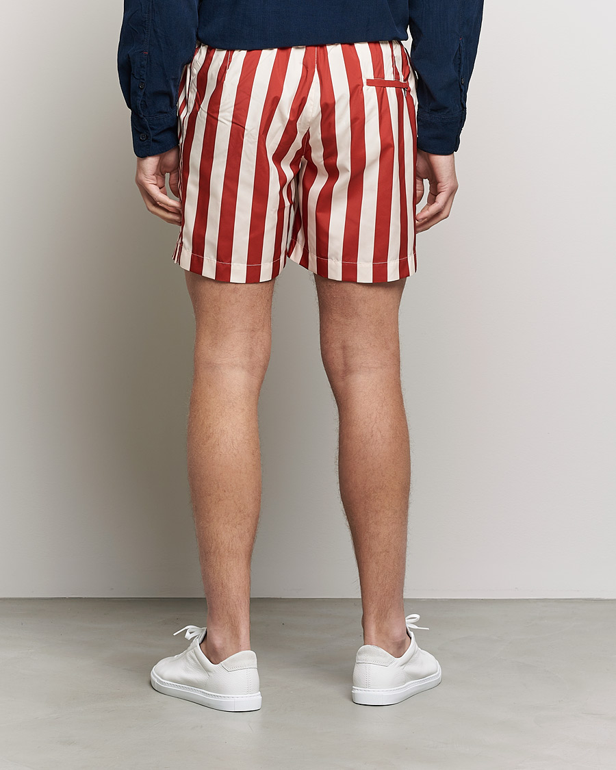 Men | Swimwear | Orlebar Brown | Bulldog Drawcord Mix Stripe Swim Shorts Vermillion