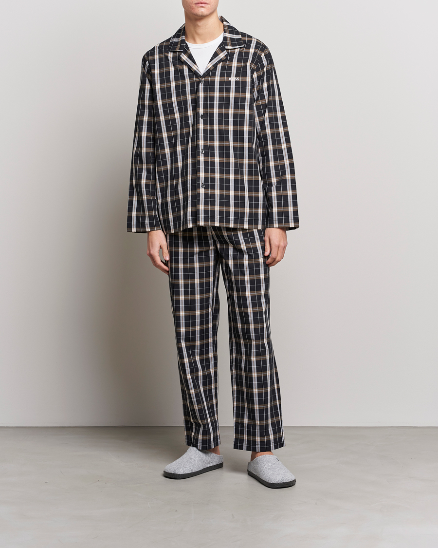 Men | Pyjamas & Robes | BOSS BLACK | Urban Checked Pyjama Set Black/Beige