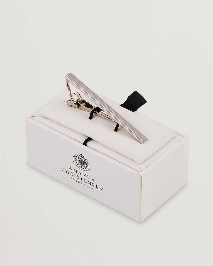 Men | Ties | Amanda Christensen | Ribbed Tie Clip Silver