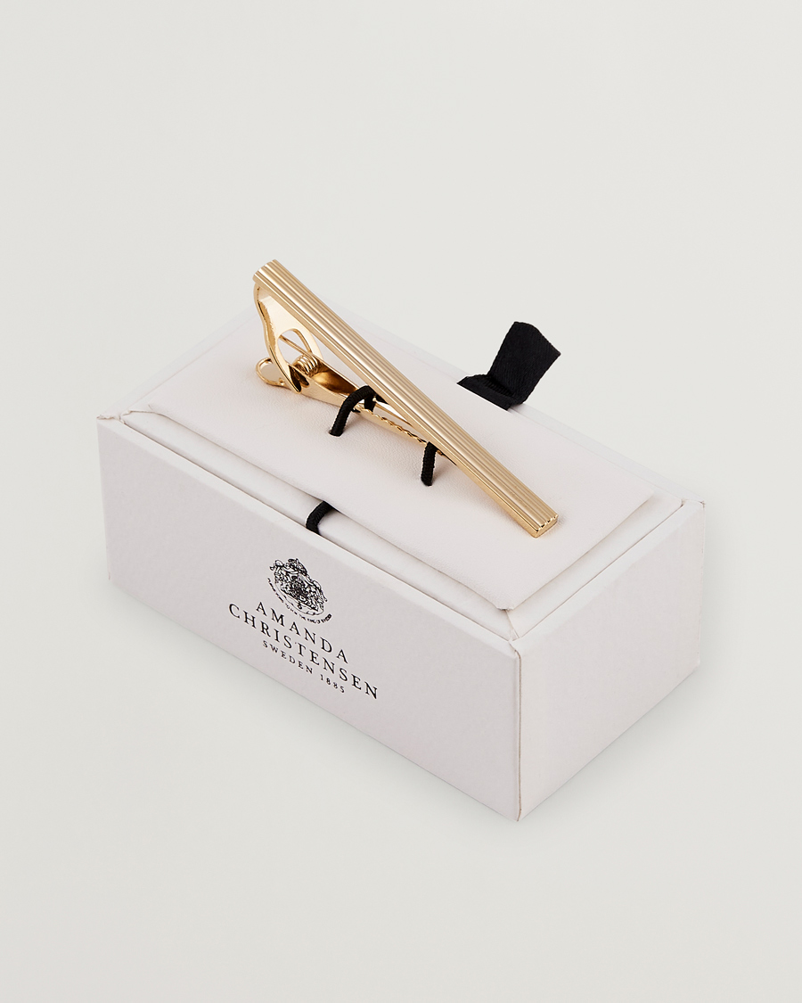 Men | Ties | Amanda Christensen | Ribbed Tie Clip Gold