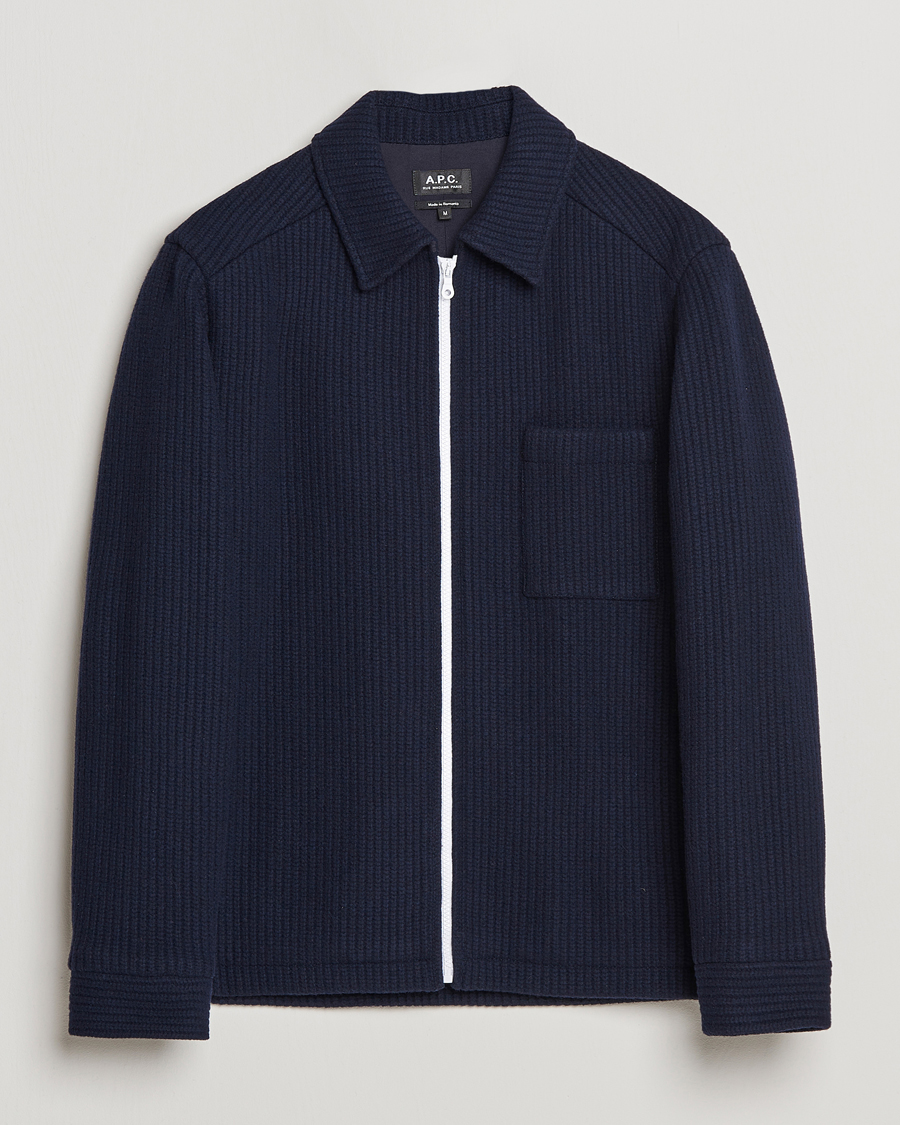 A.P.C. Wool Blouson Jacket Navy at CareOfCarl.com