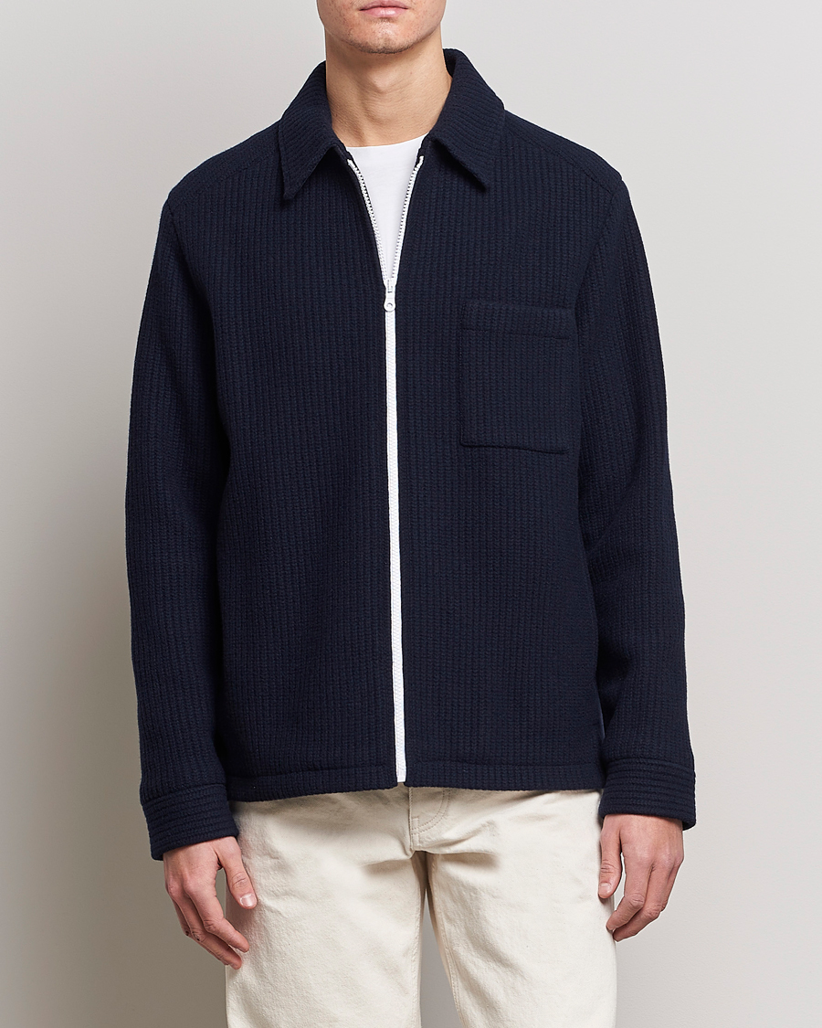 A.P.C. Wool Blouson Jacket Navy at CareOfCarl.com