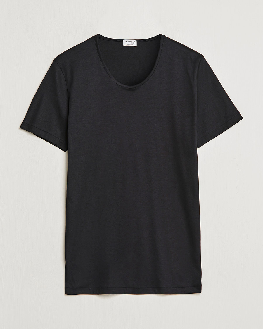 Men | T-Shirts | Zimmerli of Switzerland | Sea Island Cotton Crew Neck T-Shirt Black