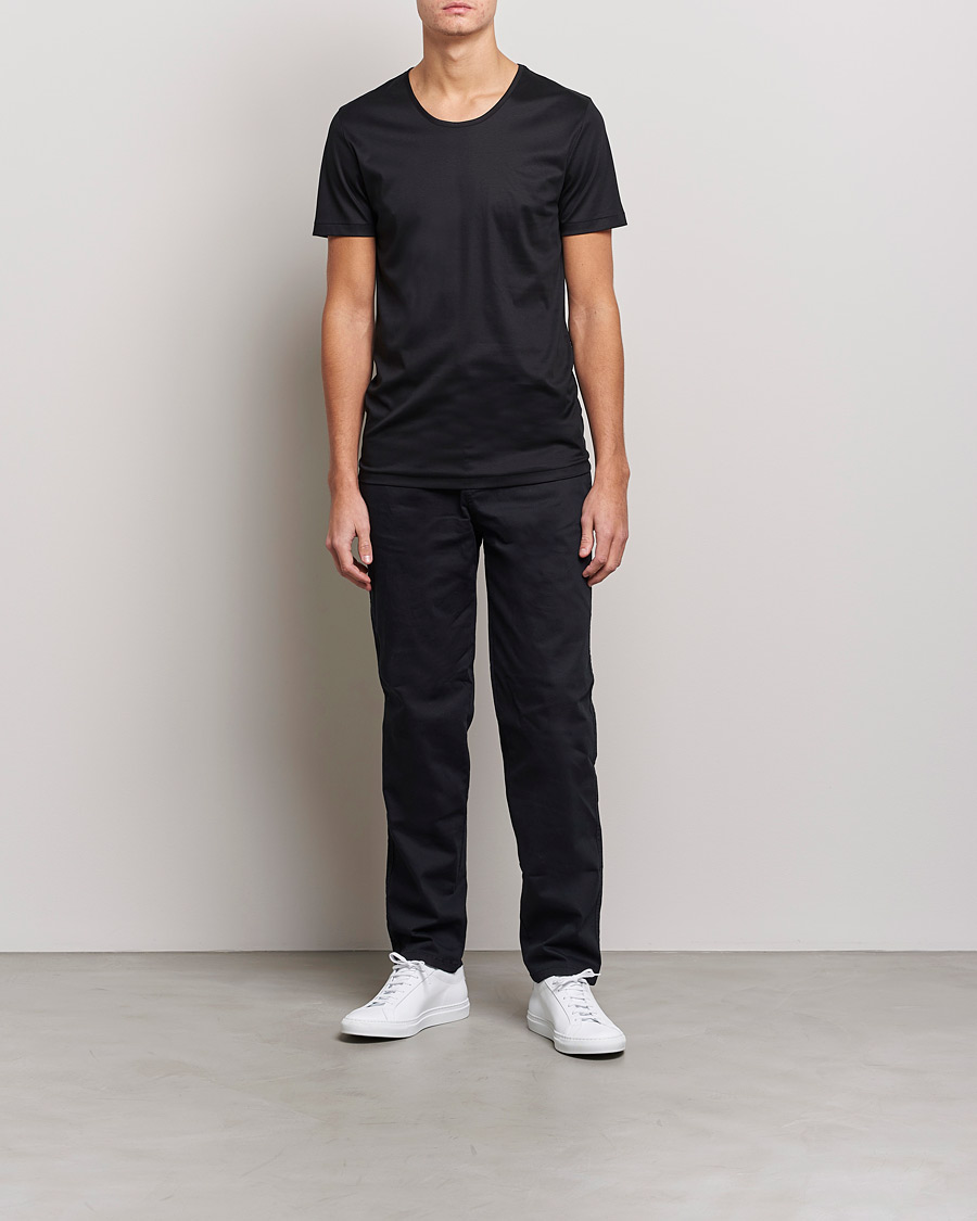 Men | T-Shirts | Zimmerli of Switzerland | Sea Island Cotton Crew Neck T-Shirt Black