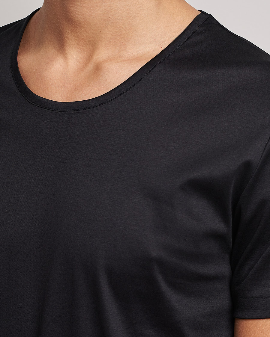 Men | T-Shirts | Zimmerli of Switzerland | Sea Island Cotton Crew Neck T-Shirt Black