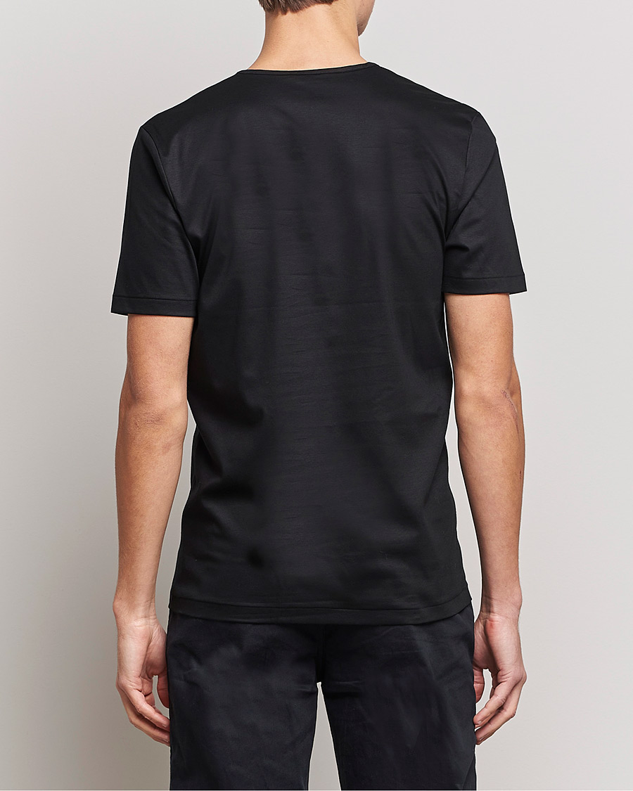 Men | T-Shirts | Zimmerli of Switzerland | Sea Island Cotton V-Neck T-Shirt Black