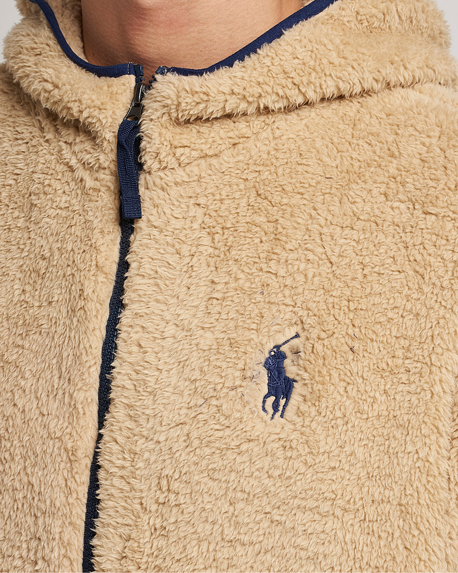 Men | Sweaters & Knitwear | Polo Ralph Lauren | Curly Sherpa Full Zip Hoodie Sand Dune