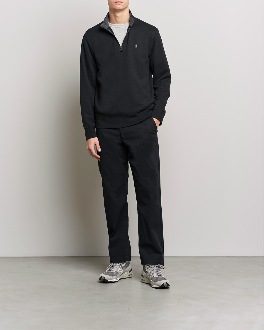 Men | Sweaters & Knitwear | Polo Ralph Lauren | Double Knit Half-Zip Sweater Polo Black