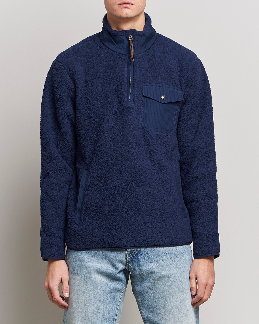 Men | Sweaters & Knitwear | Polo Ralph Lauren | Curly Sherpa Half Zip Newport Navy