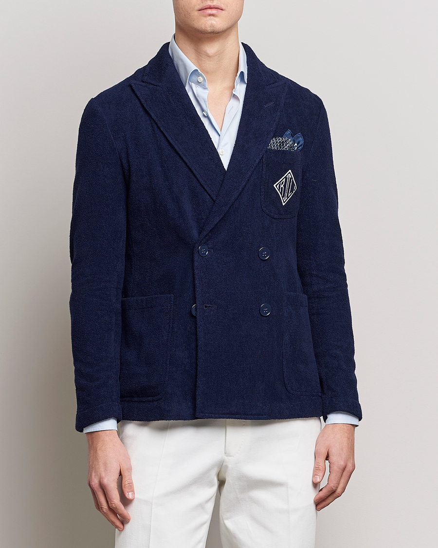 Men | Blazers | Ralph Lauren Purple Label | Knitted Terry Cloth Blazer Navy