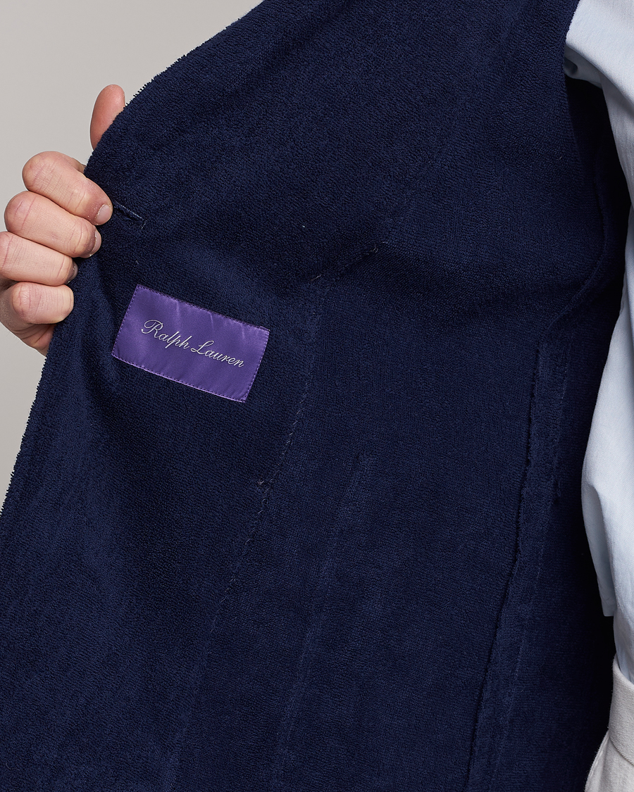 Ralph Lauren Purple Label Knitted Terry Cloth Blazer Navy at