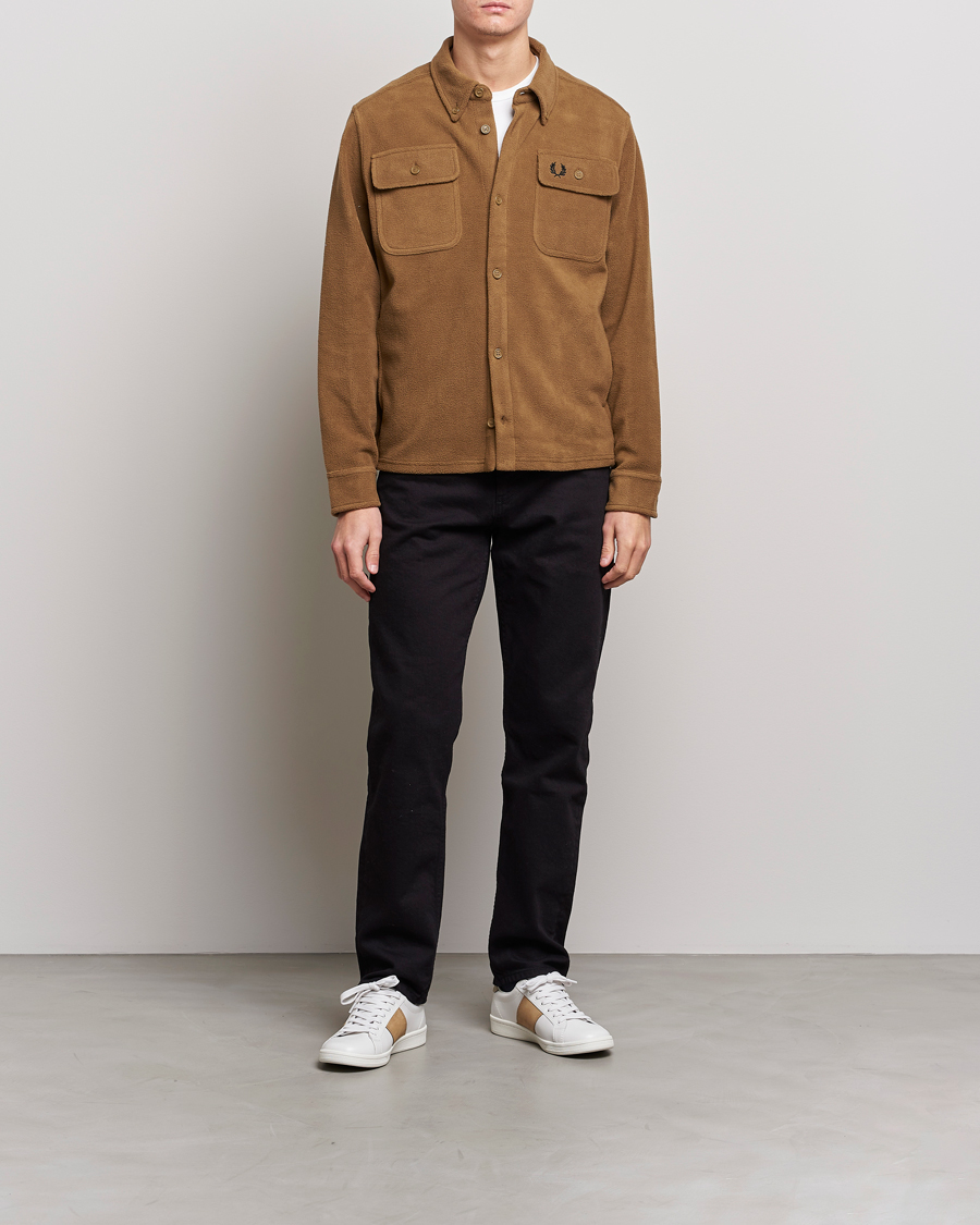 Men | Shirts | Fred Perry | Fleece Overshirt Shadded Stone