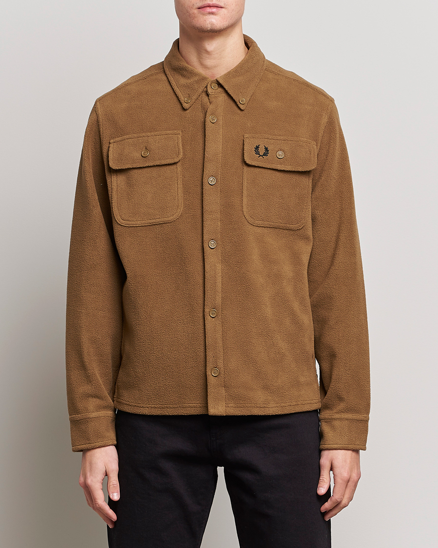 Men | Shirts | Fred Perry | Fleece Overshirt Shadded Stone