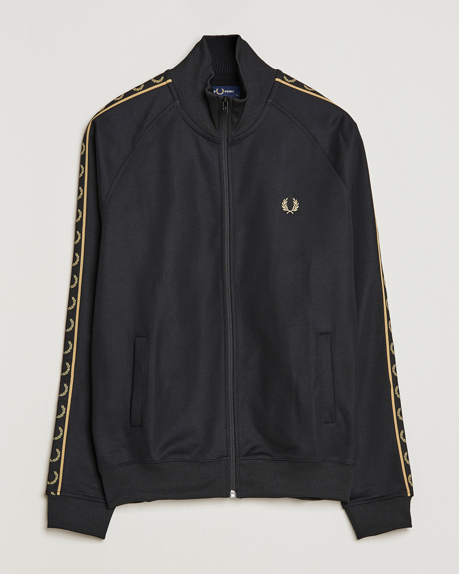 Men | Sweaters & Knitwear | Fred Perry | Taped Track Jacket Black