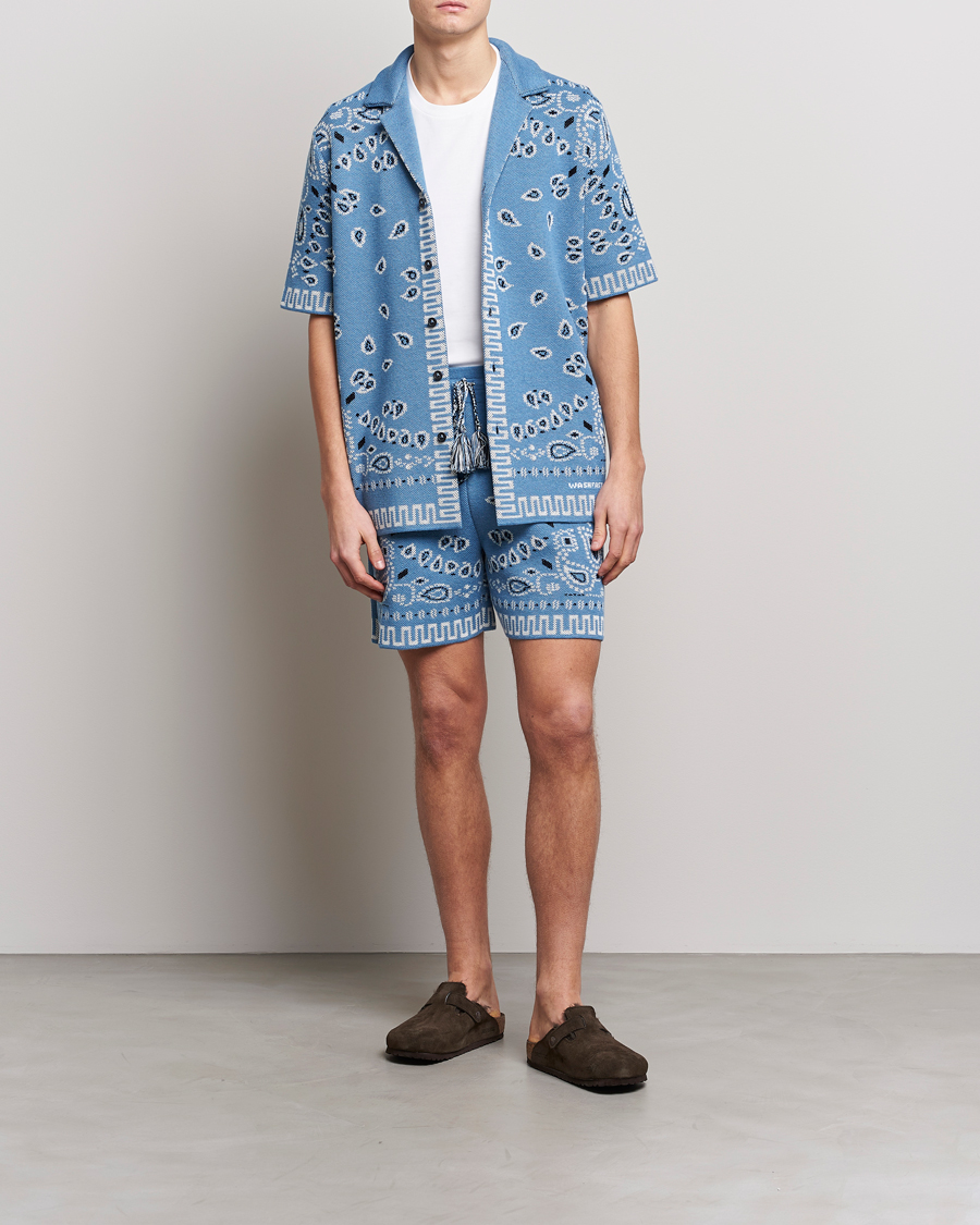 Men | Shirts | Alanui | Bandana Print Camp Shirt Light Blue