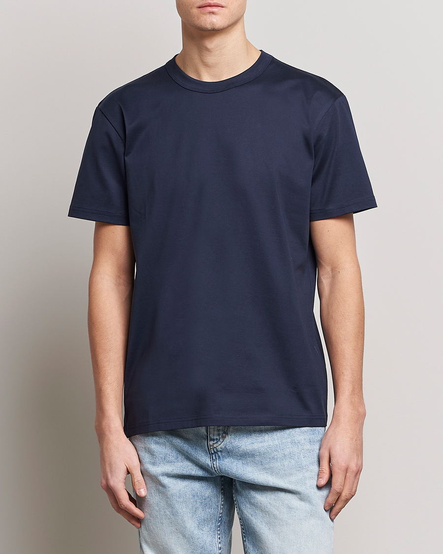 Men | T-Shirts | Bread & Boxers | Pima Cotton Crew Neck T-Shirt Navy Blue