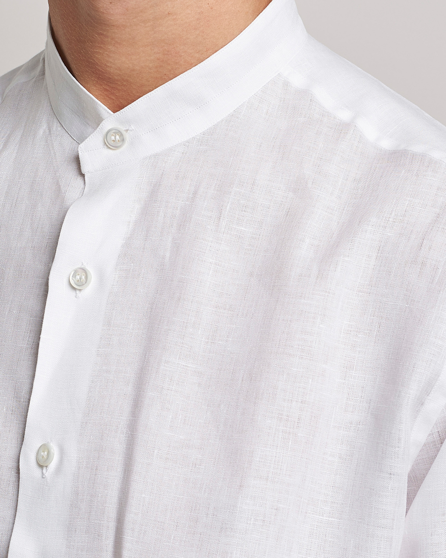 Men | Shirts | Brioni | Linen Guru Collar Shirt White