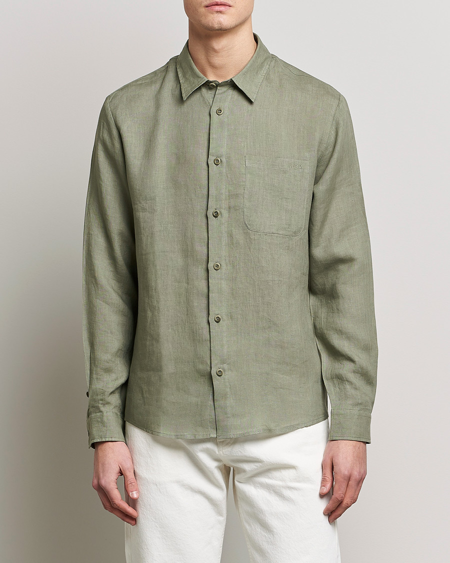 Men | Shirts | A.P.C. | Cassel Linen Shirt Light Olive