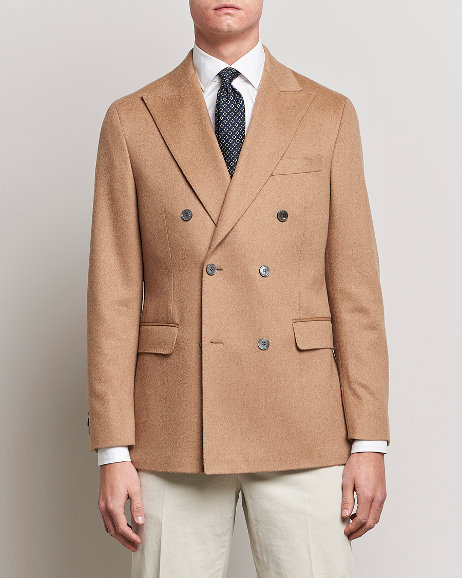 Men | Blazers | Oscar Jacobson | Farries Baby Camelhair DB Blazer Light Camel