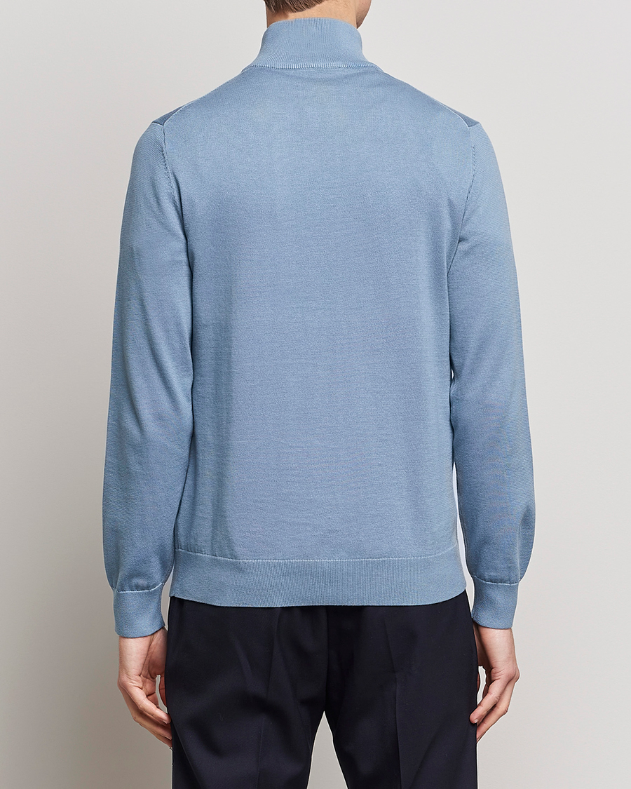 Men | Sweaters & Knitwear | PS Paul Smith | Zebra Organic Cotton Knitted Half Zip Light Blue