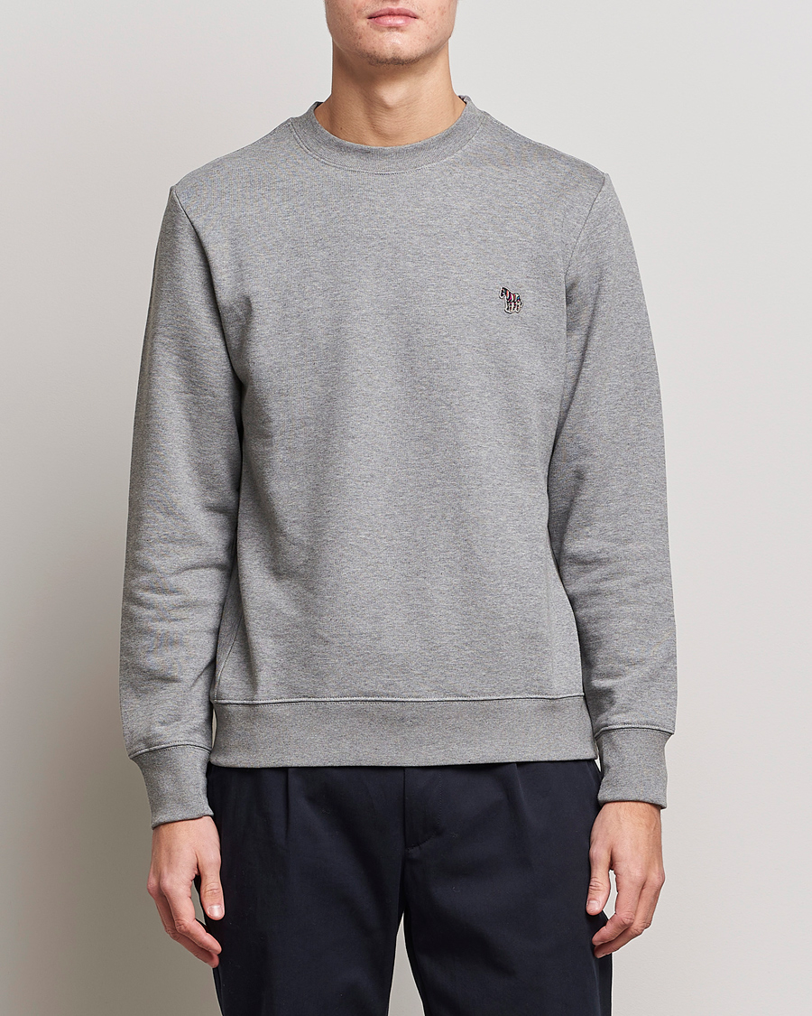 Men | Sweaters & Knitwear | PS Paul Smith | Zebra Organic Cotton Sweatshirt Grey Melange