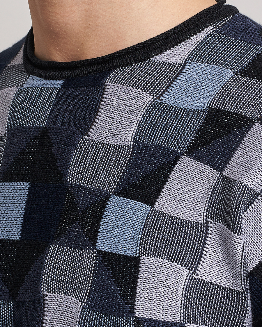 Men | Sweaters & Knitwear | Giorgio Armani | Geometrical Patchwork Sweater Navy/White