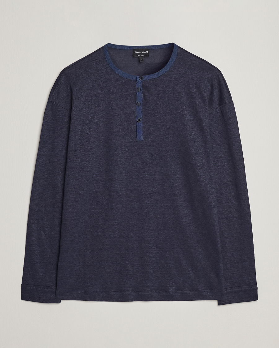 Men | Sweaters & Knitwear | Giorgio Armani | Linen Henley Navy