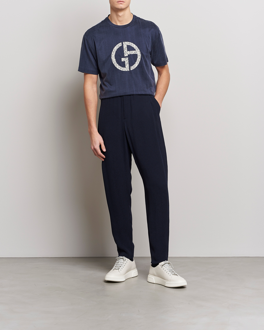 Men | T-Shirts | Giorgio Armani | Cupro Logo T-Shirt Navy