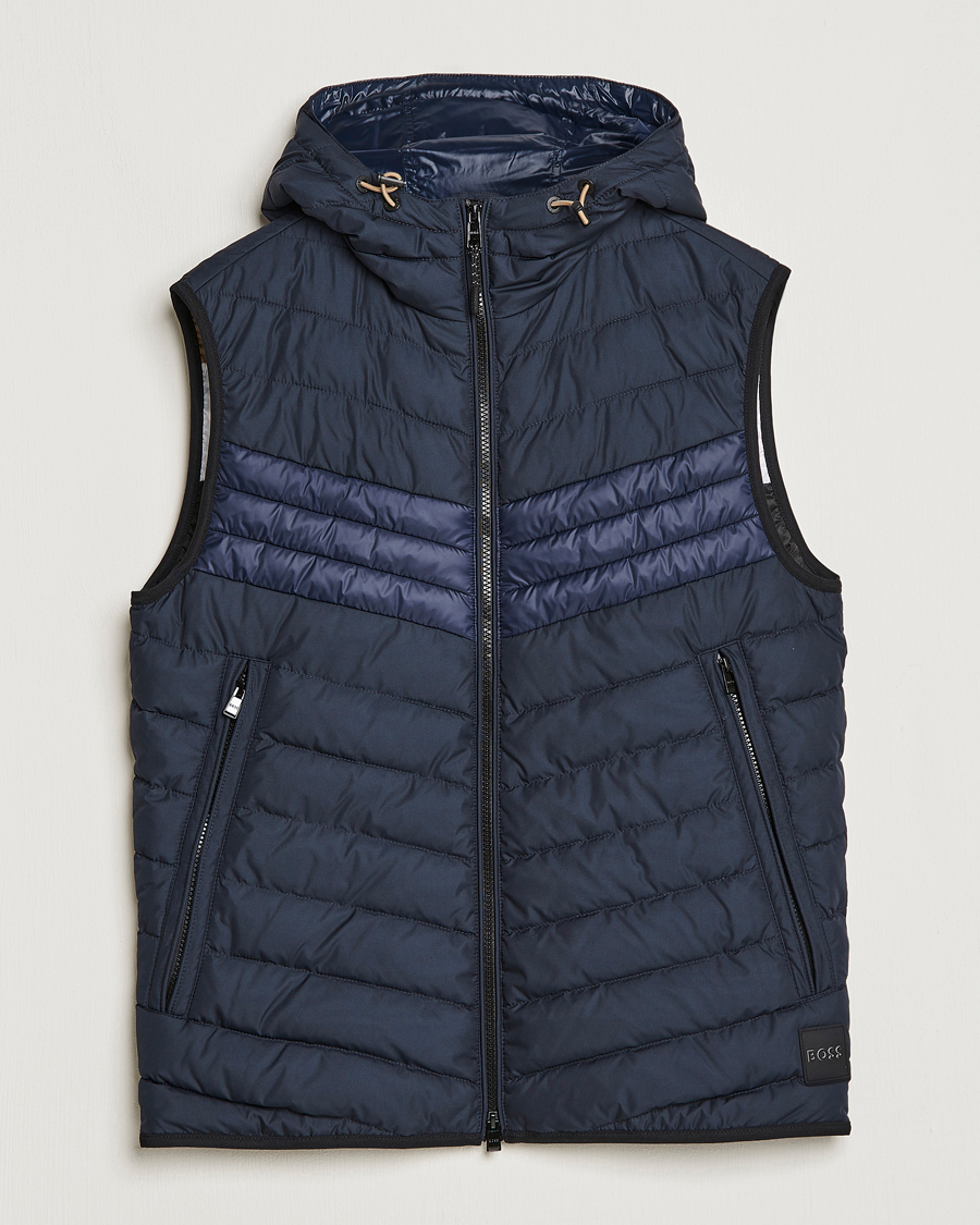 Men | Gilets | BOSS BLACK | Coviltra Down Hooded Vest Dark Blue