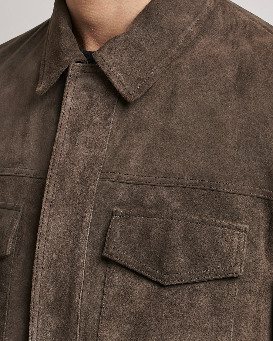 Men | Coats & Jackets | BOSS BLACK | Mucker Suede Jacket Dark Grey