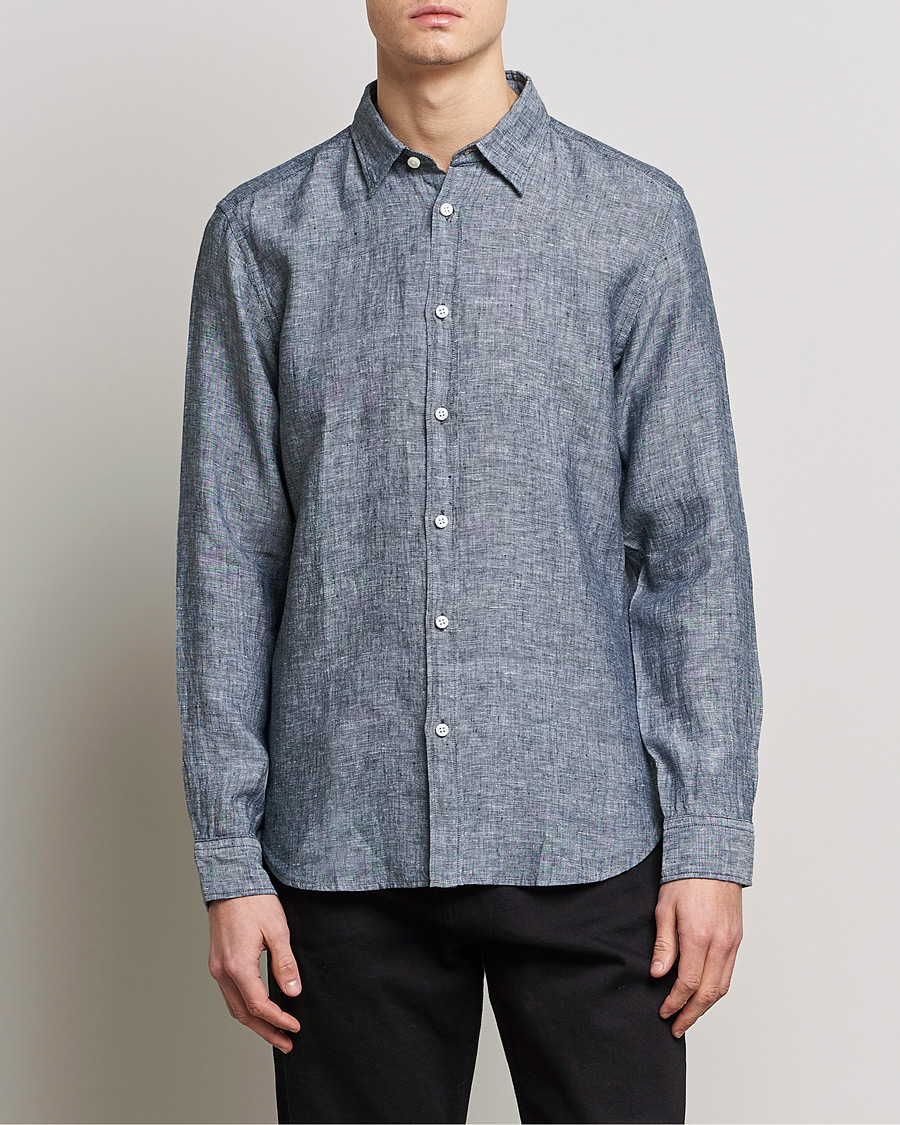 Men | Shirts | BOSS BLACK | Liam Linen Shirt Dark Blue