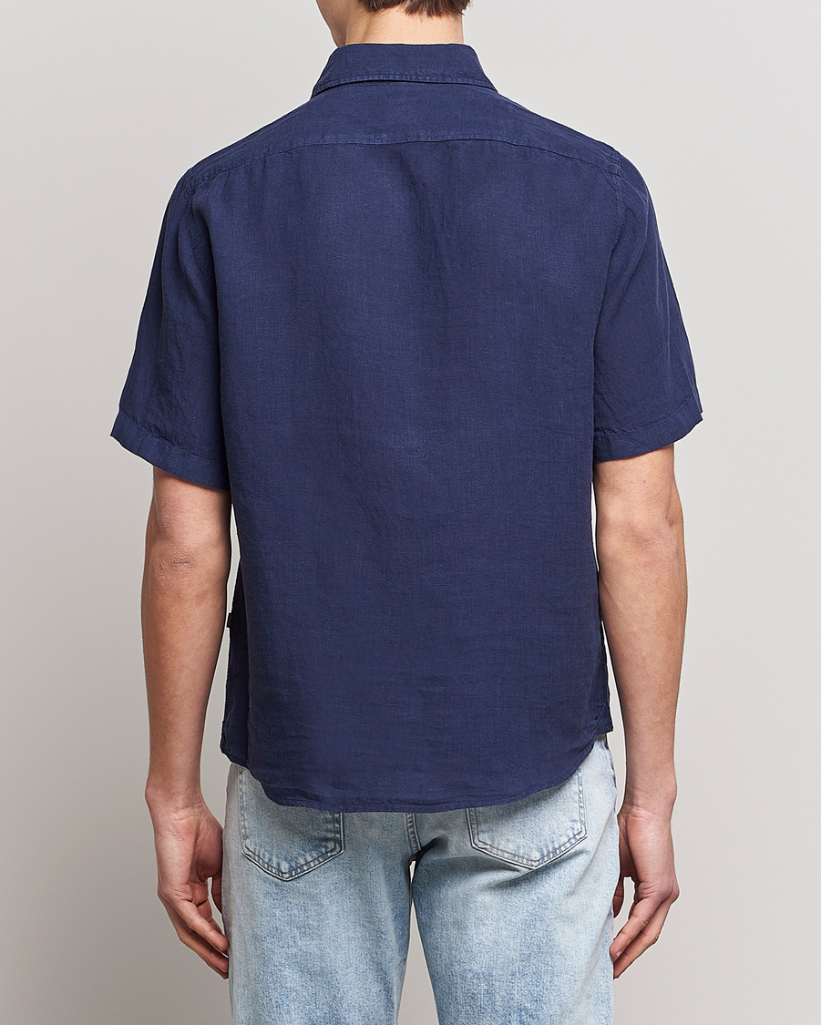 Men | Shirts | BOSS ORANGE | Rash Linen Short Sleeve Shirt Navy