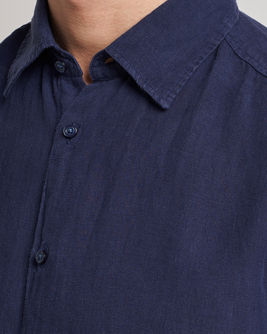 Men | Shirts | BOSS ORANGE | Rash Linen Short Sleeve Shirt Navy