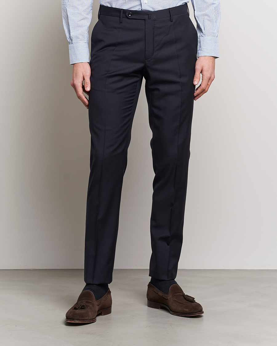 Men | Trousers | Incotex | Slim Fit Tropical Wool Trousers Navy